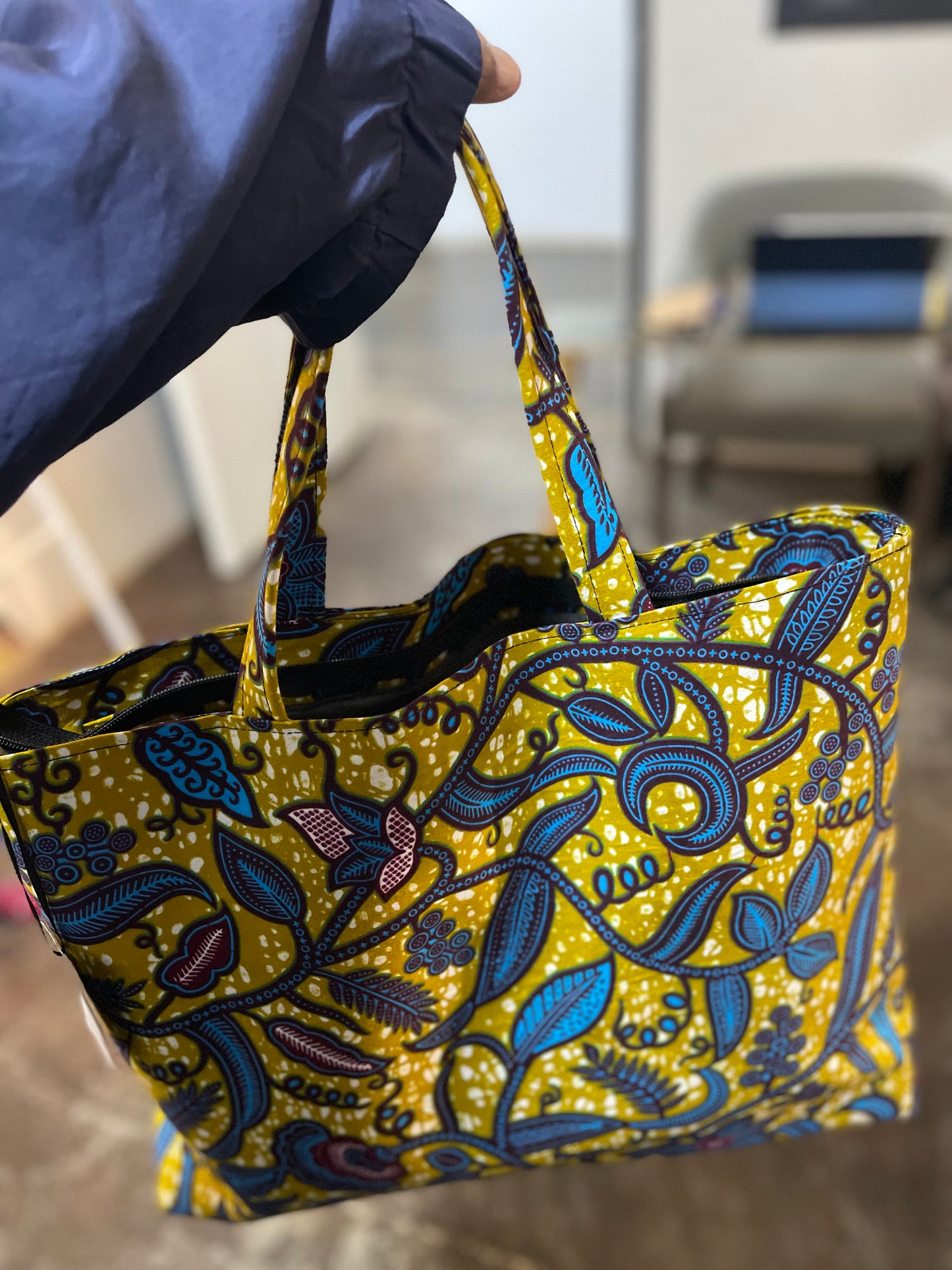 Mango Vine Tote- Teal Mustard