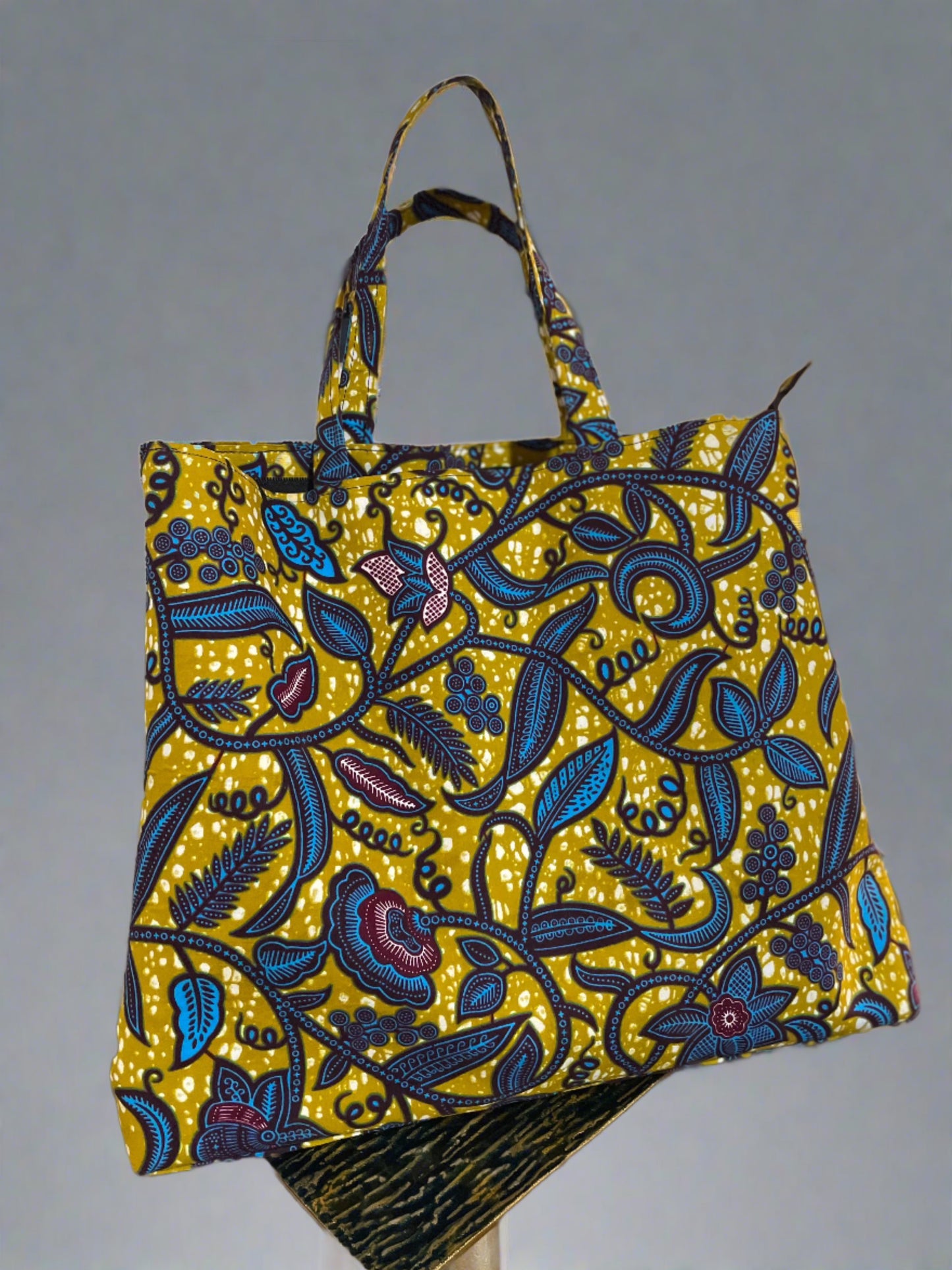 Mango Vine Tote- Teal Mustard