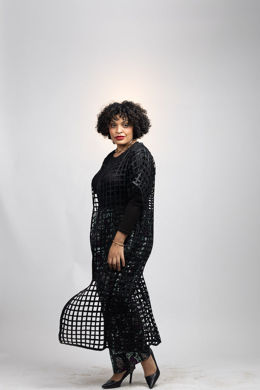 Agoo Kenten Weave Jacket-black | Zero Waste