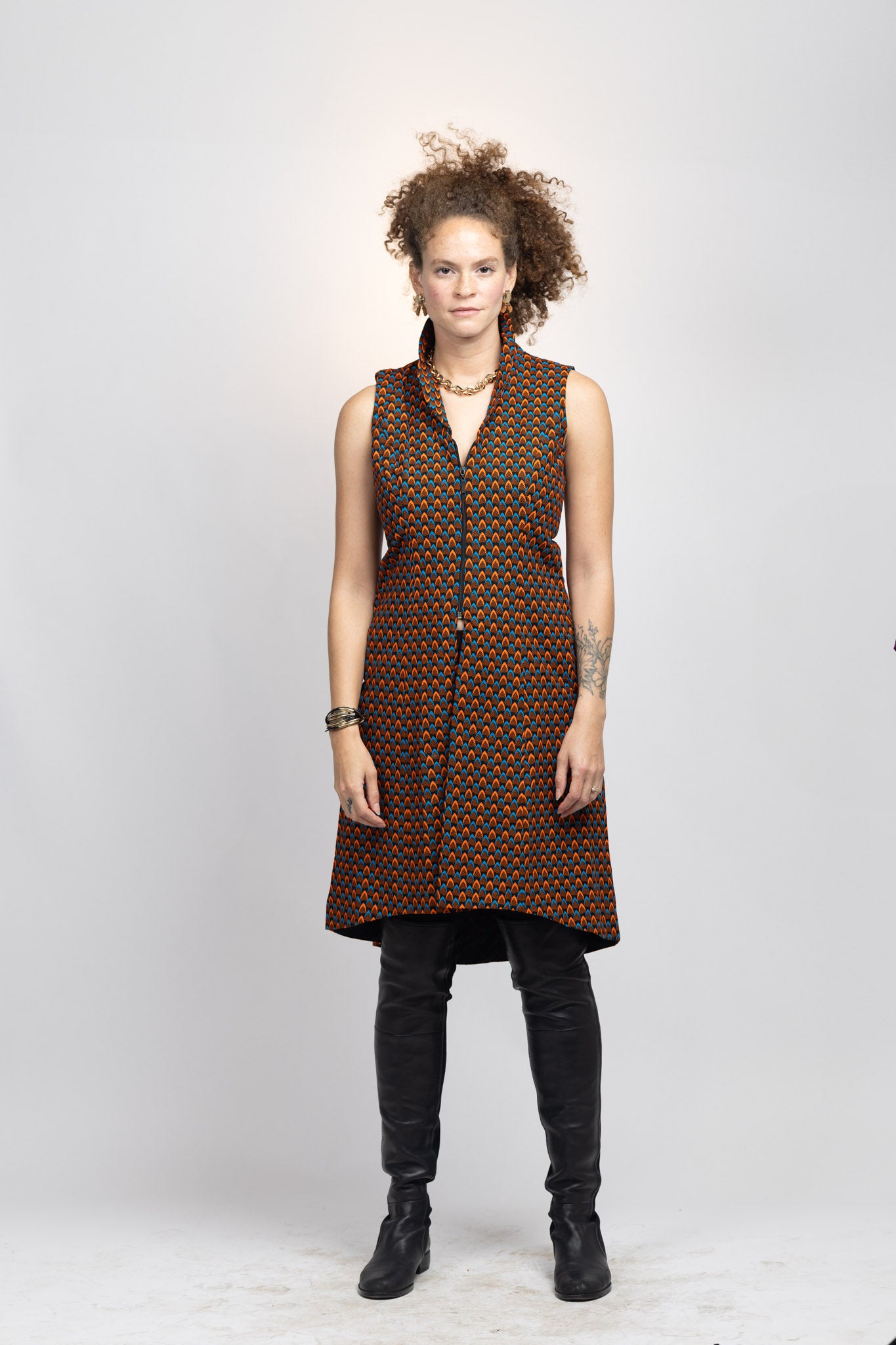 Manye vest- Orange Pine print