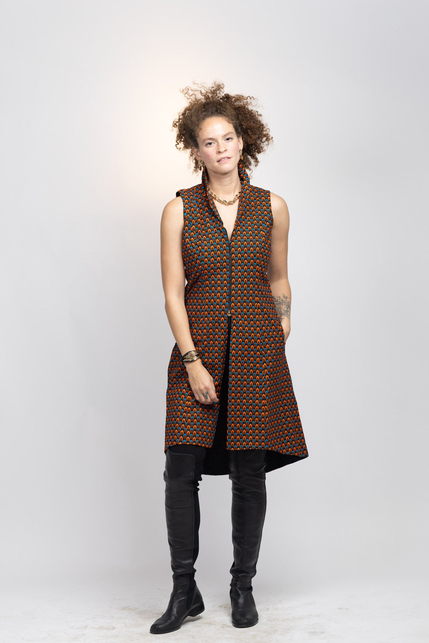 Manye vest- Orange Pine print