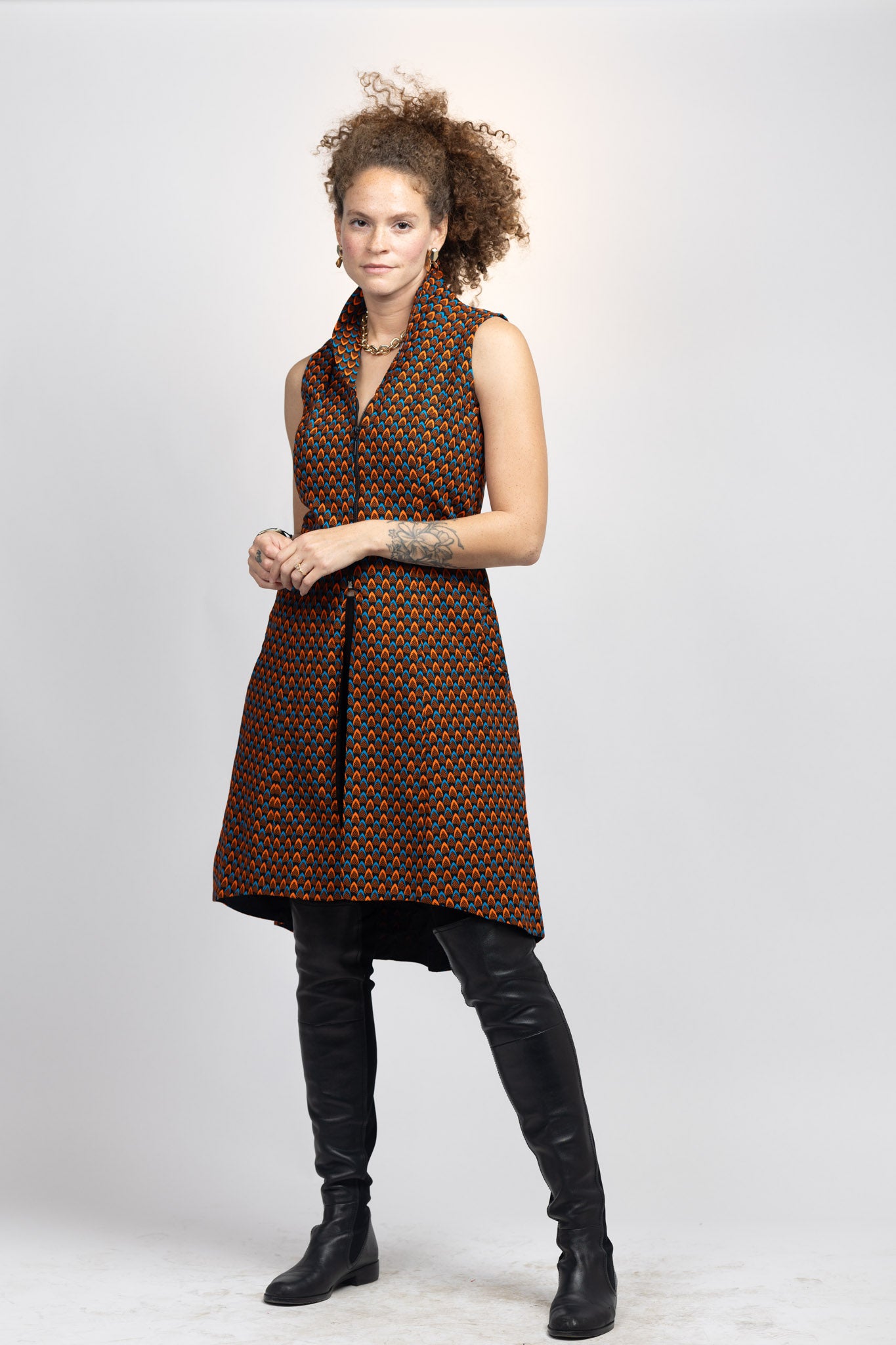 Manye vest- Orange Pine print