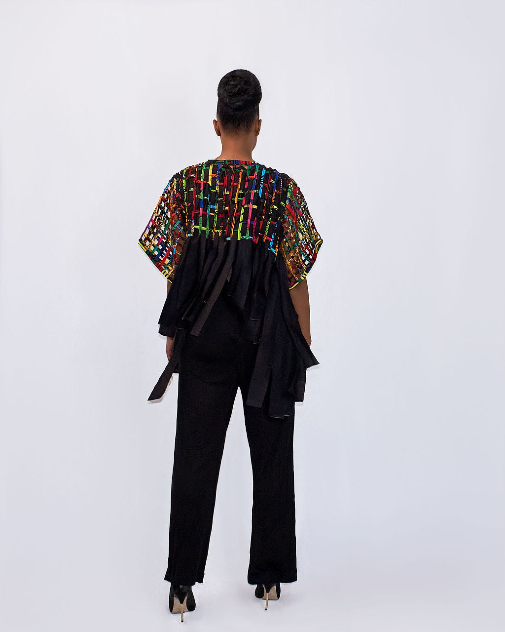 Woven Strip Cropped Short Sleeve Kenten