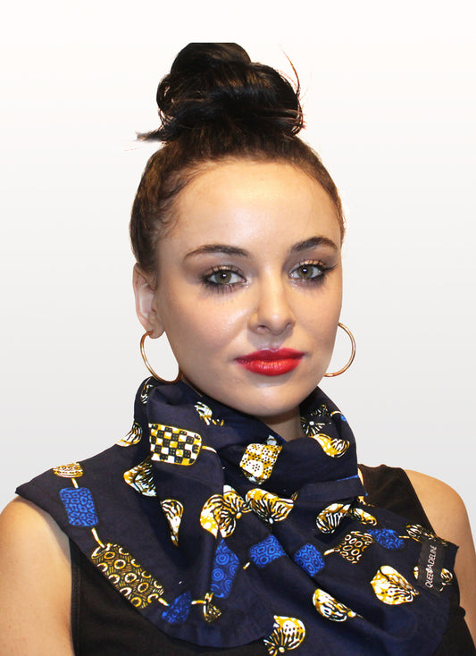 Blue Bead Print Scarf