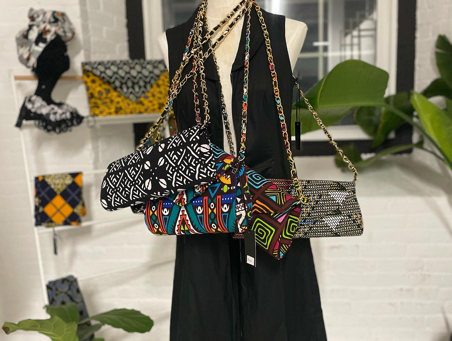 Sika print Chain straps Purse- Multicolor