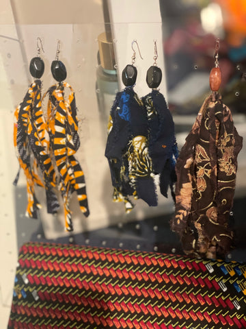 Orange Fabric Tassel earrings