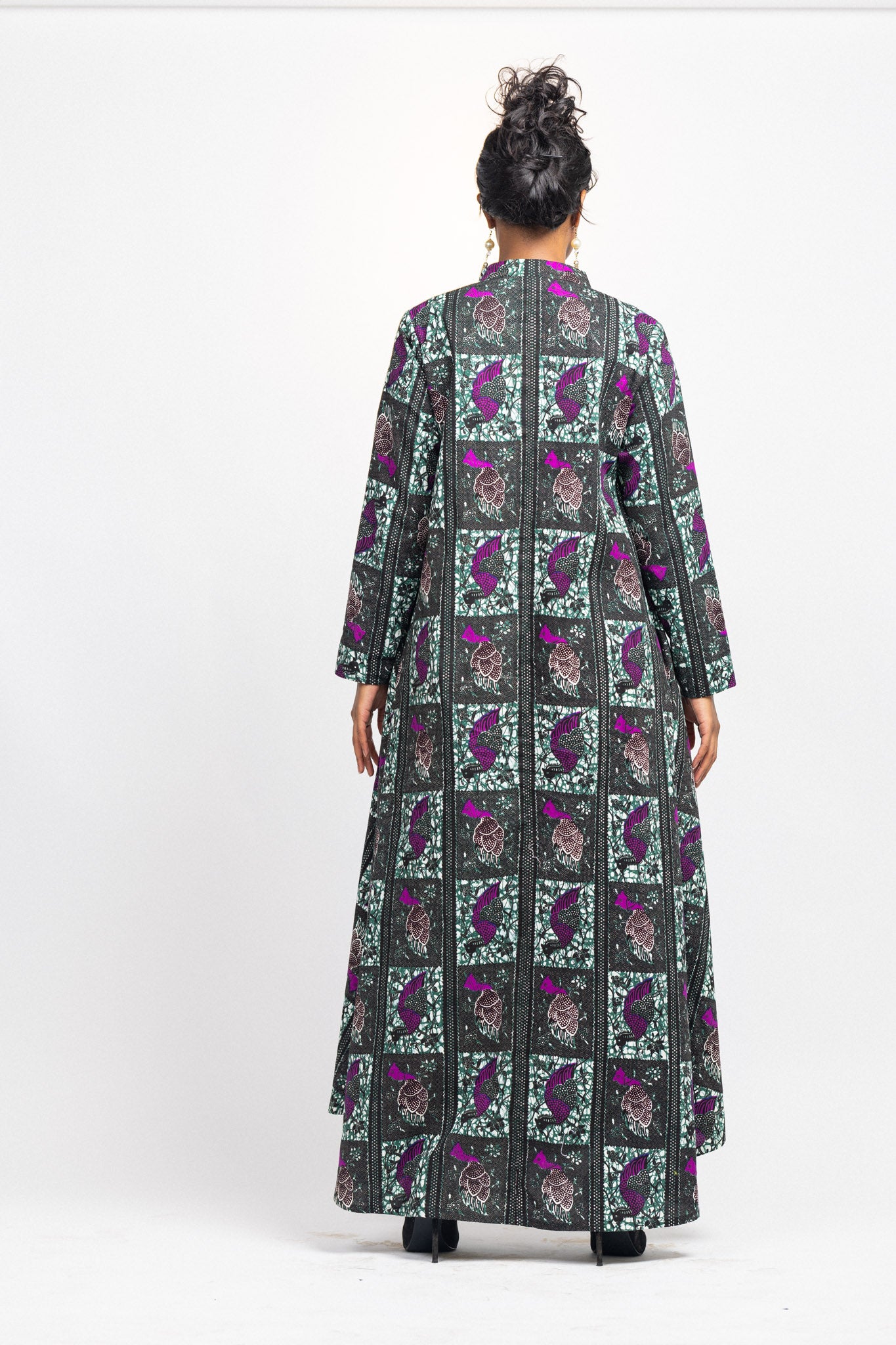 Maxi Shirt dress -Mamaga-2 peacock print