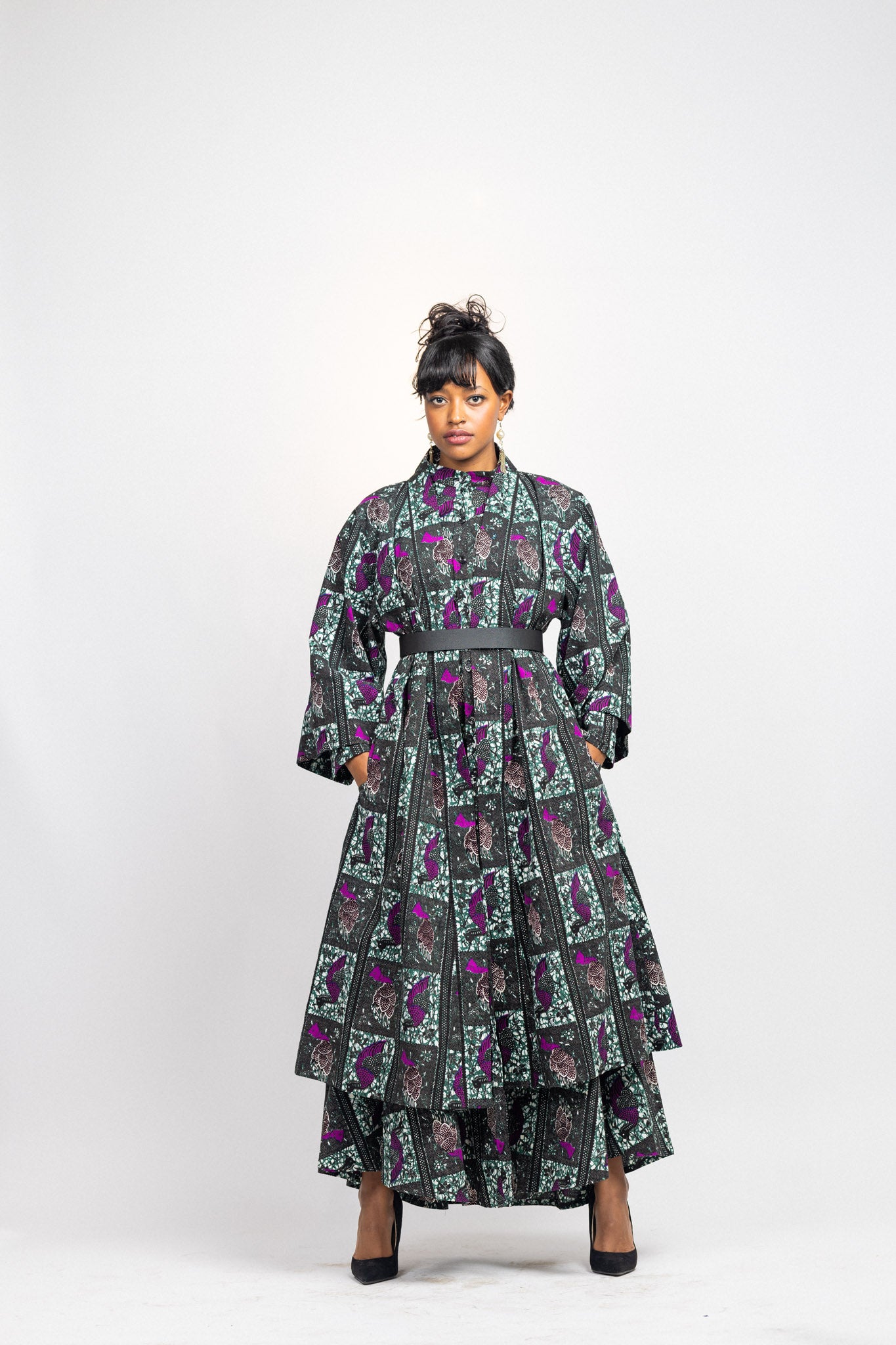 Maxi Shirt dress -Mamaga-2 peacock print