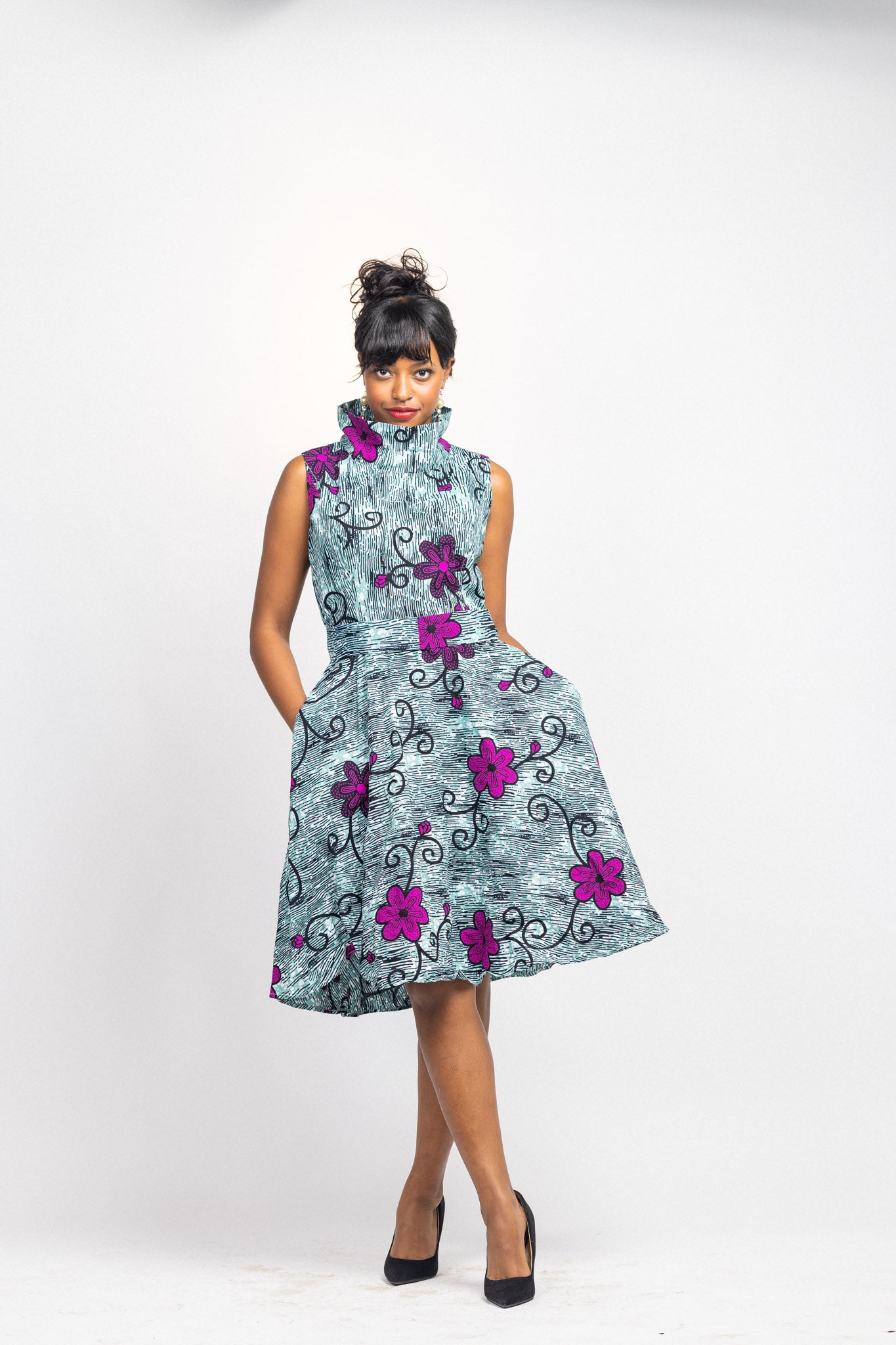 Jackie O dress- fuchsia vine print Jackie O dress- fuchsia vine print