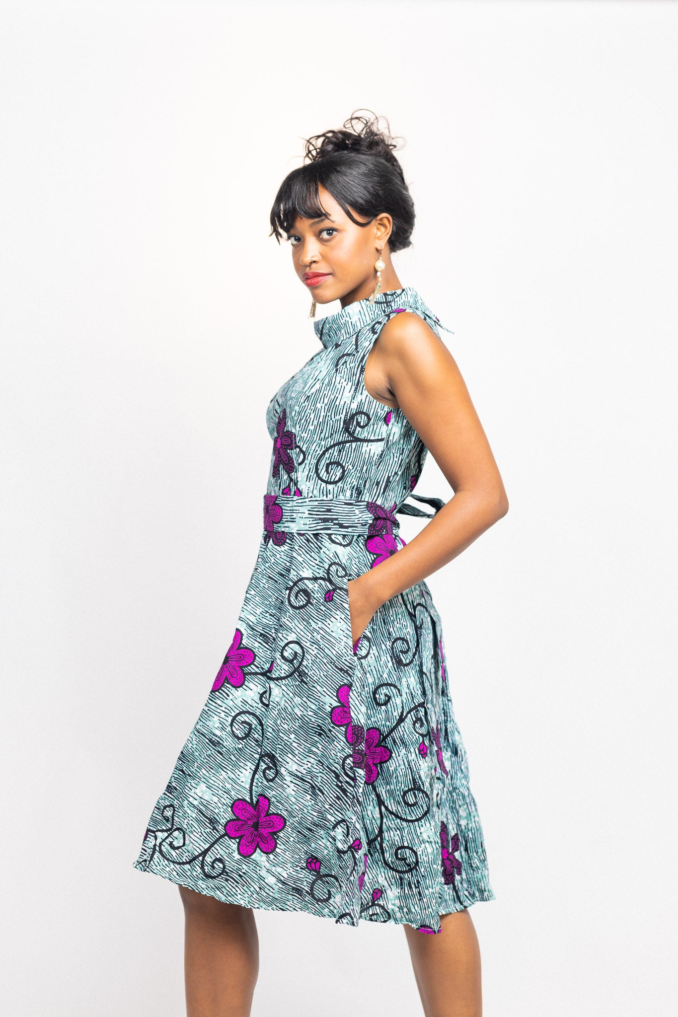 Jackie O dress- fuchsia vine print Queen Adeline Jackie O dress- fuchsia vine print Queen Adeline