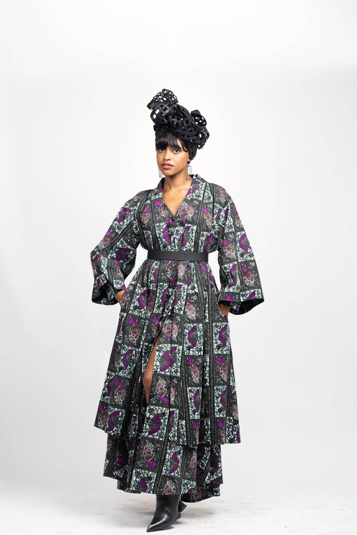Maxi Shirt dress -Mamaga-2 peacock print