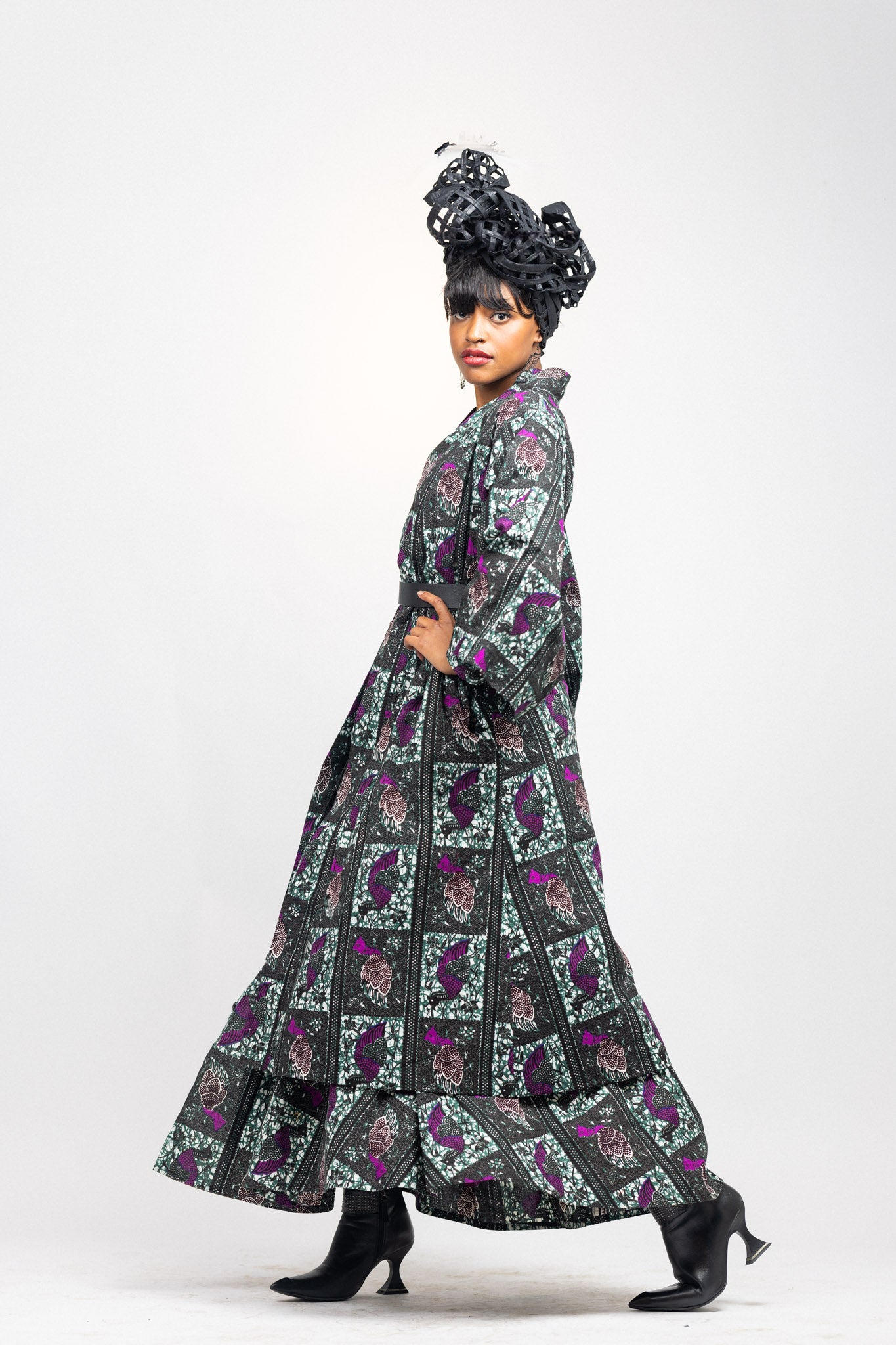 Maxi Shirt dress -Mamaga-2 peacock print