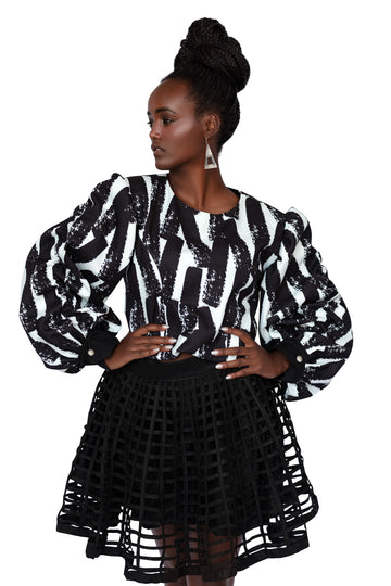 Shirred Puff Sleeve Blouse-Agoo