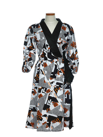 Bojo 3/4 Sleeve Tuxedo Wrap Dress