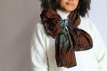 Brown cotton Scarf- Hex print