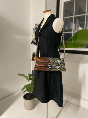 Hexa print Chain straps Purse- Multicolor