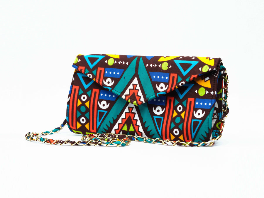 Kiku print Chain straps Purse- Multicolor