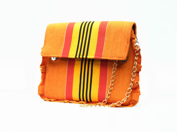 Bolga Purse Hand Woven Kente- Orange