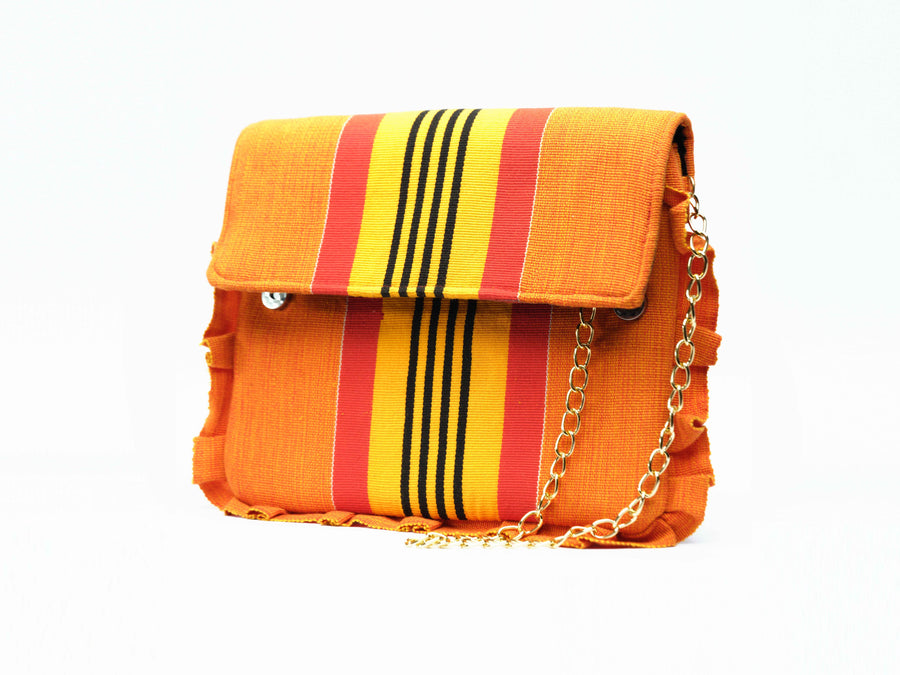 Bolga Purse Hand Woven Kente- Orange